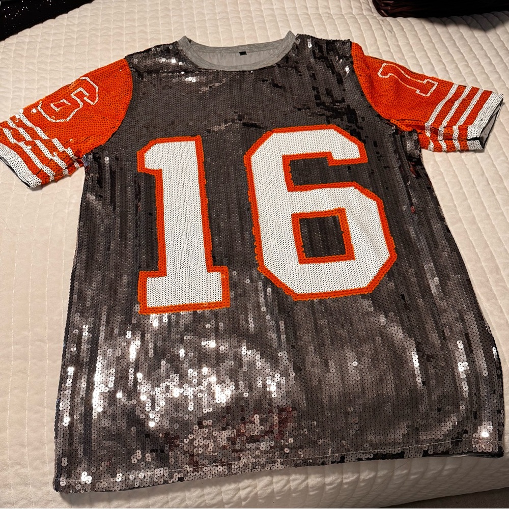 Tennessee Vols Sequin Football Jersey Dress - Gray and Orange
